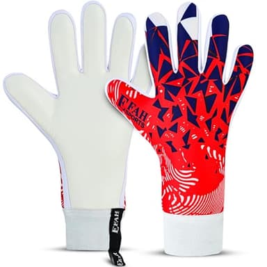 EFAH SPORTS Gants de Gardien de But Enfants, garçons, Jeunes, avec Paumes de Protection et Forte adhérence pour entraînement Professionnel (Red, Size 4 Suitable for 6 to 9 Years Old, Ambidextre)