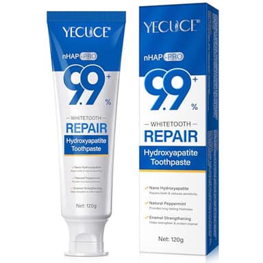 Hydroxylapatite Dentifrice à 9,9% 120 g, Dentifrice à L'hydroxyapatite Nano Sans Fluor, Aide à Reminéralisation, Protège L'émail, Soulage la Sensibilité, Renforce les Dents, Soins Buccaux Quotidiens