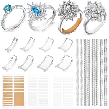 Lullu 19 pièces Ajusteur Bague Invisible, Reducteur de Bague Silicone, Retrecisseur Bague Femme Homme, Serre Resserrer Bague Faire face à une Bague Trop Grande (largeur de 1 à 10mm Anneau)