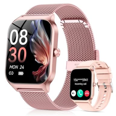 Montre Connectée Femme avec Appel Bluetooth, 1.85" HD Fitness Tracker Smart Watch, 120+ Modes Sportifs, Smartwatch avec Podometre Moniteur de Sommeil Fréquence Cardiaque SpO2 pour Android iOS-Or rose