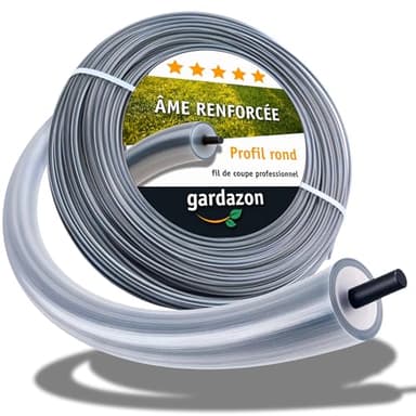 Gardazon Fil de débroussailleuse 2mm renforce 50m (Ronde) - Attention - Extrêmement résistant - Fil Coupe Bordure - Fil pour Rotofil - Bobine de Fil debroussailleuse incassable