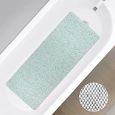 Tapis de Douche Antidérapant en PVC 40x100cm - Luffa Carré Texture Douce Drain Séchage Rapide Découpable