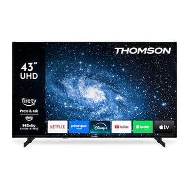 THOMSON 43 Pouces (109 cm) 4K UHD LED Smart TV avec Fire TV, Commande vocale Alexa, AirPlay, Wi-FI, Triple Tuner(câble/Satellite/antenne), Bluetooth 5.0, HDMI, USB, AV in, CI+, 43UF4S35