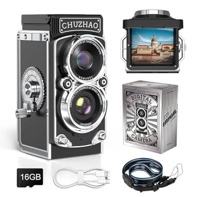 Appareil Photo Vintage Numérique CHUZHAO 1080P 12MP Mini Appareil Photo & Vidéo Numérique Filtre Rétro Noir/Blanc Classique avec Carte 16GB - pour Adolescents Débutants Adultes