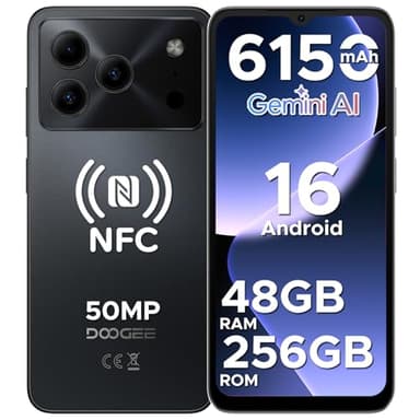 DOOGEE NOTE56 Plus Android 16 Telephone Portable, 50MP+8MP, Smartphone Pas Cher, 48Go+256Go/2TB,Smartphone Octa Core 6.56" HD+ 90Hz, 6150mAh, Débloqué 4G Dual SIM, Fingerprint/Face ID/NFC/OTG, Noir