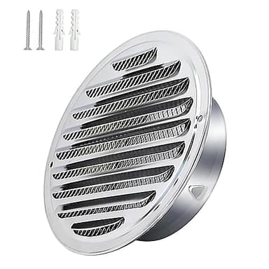 Qrity Acier Inoxydable Rond Grille de Ventilation de Tuyau D'échappement 120mm, Capot de Sortie D'air, Grille D'évacuation D'air Ronde, Hotte de Désenfumage Avec Moustiquaire