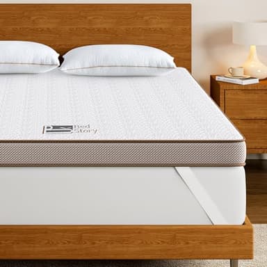 BedStory Surmatelas 140 x 190 à Mémoire de Forme de 7,5CM Surmatelas Réversible Mousse avec Gel Plus Respirant, avec Design Antidérapant et Certification de Sécurité, Déhoussable et Lavable