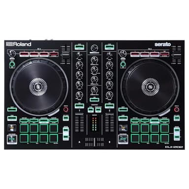 Roland DJ-202 | Contrôleur DJ compact | Contrôleur à 2 canaux et 4 decks pour Serato DJ Lite | De larges platines à faible latence | Les sons de batterie iconiques Roland | Compatible avec Spotify