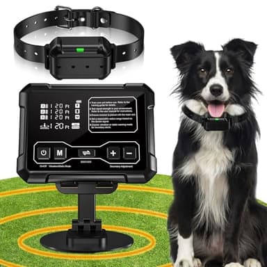Système de clôture pour chien sans fil - 1 Acre haute précision Radar électrique GPS Système de clôture pour chien - surveillance extérieure en temps réel, 9-26 chiens de moyenne et grande taille