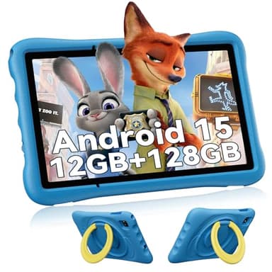 OSCAL Tablette Enfants 10 Pouces,Android 15,Contrôle Parental, 12Go RAM+128Go ROM/512Go TF, WiFi 6, Octa-Core,Tablette Éducative,Protection Yeux HD,5100mAh,pour Enfants 3 à 12 Ans,EVA étui Enfant,Bleu