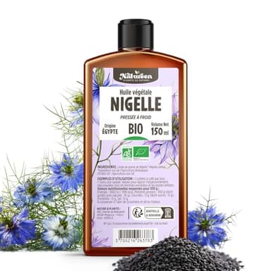 Huile de NIGELLE Bio 150 ml - Planète au Naturel - Pure, Naturelle et Pressée à froid - Alimentaire - Cheveux, Corps, Ongles