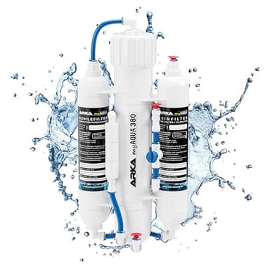 Osmoseur aquarium 380 L/j – eau ultra pure pour poissons, plantes & crevettes – triple filtration anti-nitrates, chlore & métaux lourds – facile à installer, sans électricité – ARKA myAqua380