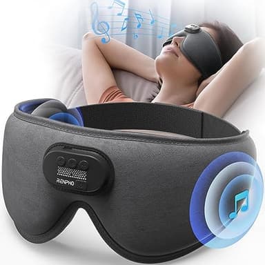 Renpho Casque de Sommeil, Cadeau Femme, avec écouteurs Bluetooth V5.2, RENPHO Masque de Sommeil sans fil occultant 3D ultra doux, masque oculaire confortable pour la nuit