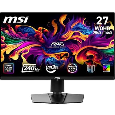 MSI MAG 271QP QD-OLED X24 écran Gaming 26,5" WQHD - Dalle Quantum Dot OLED 2560 x 1440, 240Hz / 0,03ms, 99% DCI-P3, ΔE≤2, DisplayHDR True Black 400 - DP 1.4a, HDMI 2.1