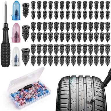 Samulee 85 Pièces Kit Reparation Pneu Voiture, Kit Anti Crevaison Voiture, Clous Pneus Voiture, pour Auto Moto Camion Tracteur