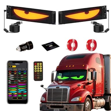 Lot de 2 yeux LED pour pare-brise de camion, 60 x 12 cm, yeux de diable pour voiture, camion, SUV, cadeau pour homme
