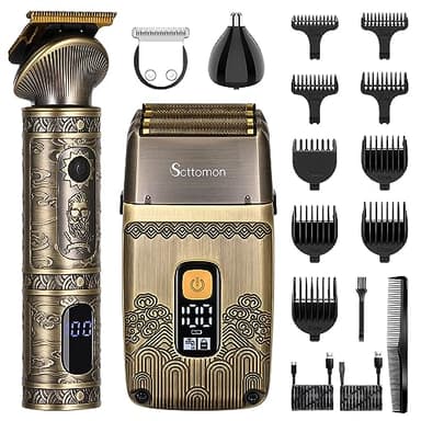 Scttomon T-Blade Tondeuse à Cheveux Pour Hommes Et Rasoir éLectrique Foil Rasoir Tondeuse à Barbe Ensemble De Beauté Pour Hommes Avec Trois Feuilles Sans Fil