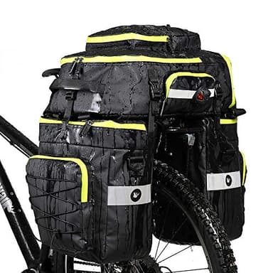 BAIGIO 75L Sacoche Vélo Porte-Bagage Arrière, Sacoche Velo 3 en 1 Étanche, Sac Vélo Grande Capacité avec Couverture Imperméable, Sac à Dos Cycle Pannier pour VTT Electrique Outdoor Voyage Sport, Vert