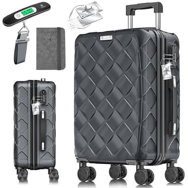 KESSER® Valise de voyage - Bagage à main rigide en ABS - Avec serrure à combinaison, pèse-bagage et portefeuille à roulettes 360° - Valise à roulettes pour affaires