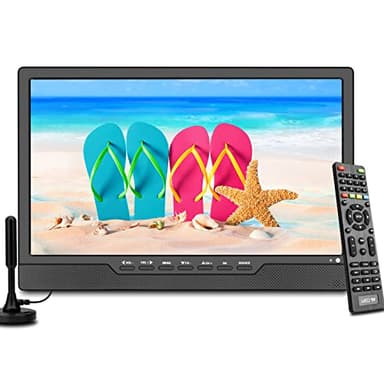 SOYAR TV numérique Portable DVB-T2, LCD 14,0 Pouces, Batterie Rechargeable, Mini TV freeview, Prise USB, télécommande, entrée AV, HDMI-in.