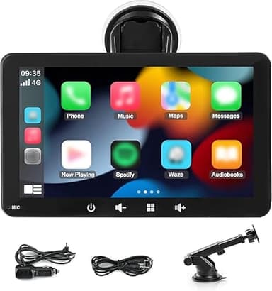 Alltolink Portable carplayy Voiture, 7''Écran Portable sans Fil avec Wireless CarPlayy,Tablette pour Voiture avec BT, FM, Type C,Aux-in