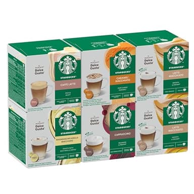 STARBUCKS Pack Variété Café Gourmand by Nescafé Dolce Gusto, Capsules de Café 6 x 12 (72 Capsules) - Exclusivité Amazon