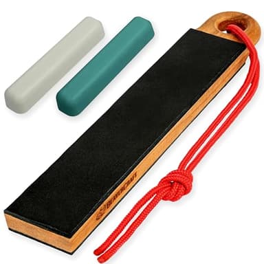 BeaverCraft Strop en cuir pour affûtage de couteaux LS9P02 - Kit de polissage avec pâte à polir - Aiguiseur de couteaux en cuir - Bloc d'affûtage à 2 faces