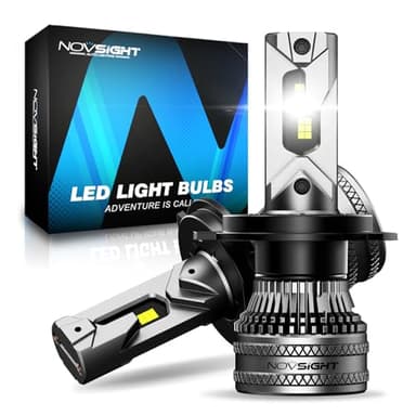 NOVSIGHT Ampoule H4 LED Voiture - 45000LM 200W 6500K Blanc Haute Puissance Mini Design, Ampoule de Phare de H4 Voiture LED 12V, Remplacement pour Kit de Conversion Halogène Auto Moto, Pack de 2