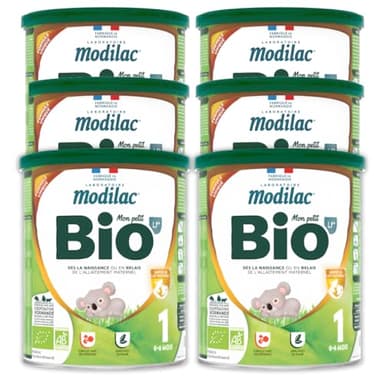 Modilac - Lait Infantile en Poudre Mon Petit Bio Lf+1 - Convient en Relais de l'Allaitement Maternel - Certifié Agriculture Biologique - Fabriqué en France, Sans Huile de Palme - 1er Age, De 0 à 6 Moi