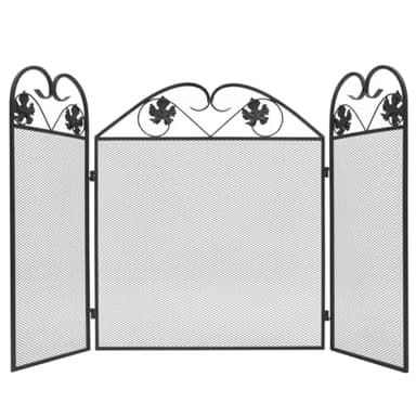 vidaXL Ecran de Cheminée 3 Panneaux Fer Clôture Barrière Pare-feu Maison
