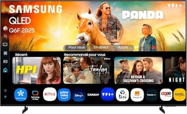 Samsung TV AI 55 Pouces QLED 55Q6F 4K Smart TV, Quantum Dots, Q4 Lite Processor, WiFi, Airplay, HDR, Q-Symphony, OTS Lite, Knox Security, Gaming Hub, Bixby, Application opérateurs intégrées