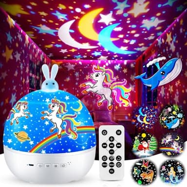 【Boite Cadeau】Kawaii Cadeau Bebe Fille, Veilleuse LED Projecteur Ciel Etoile,15 Films Veilleuse Lampe Stitch, Bluetooth Veilleuse Musicale et Lumineuse,360°Rotation Telecommandé Bebe Fille Cadeau