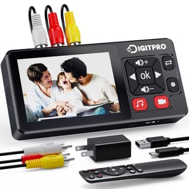 DigitPro Convertisseur VHS vers Numérique 3.0, HD Magnetoscope VHS Video avec Télécommande, Convertit VHS, VCR, DVR, DVD, Hi8, DV, Caméscope, Cassette en Numérique