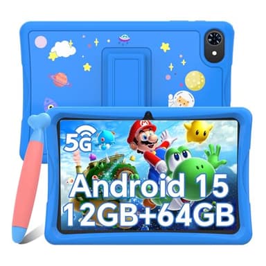TABWEE K10 Tablette Enfants 10 Pouces Android Tablette pour Enfant, 12GB RAM+64GB ROM(TF 256GB), Contrôle Parental, 5000mAh, WiFi, Bluetooth, Kids Tablette Tactile Éducative avec Stylet
