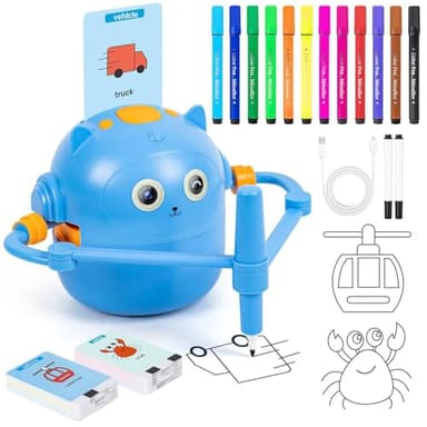 Robot De Dessin Pour En-fants, Jouet Robot Interactif Avec Interaction Vocale Et 16Stylos De Couleur, Jouet Éducatif M-ontessori Pour La Peinture, Robots Magiques D-rawing Avec 100 Cartes D'apprentiss