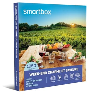 Smartbox - Coffret cadeau Week-end charme et saveurs - Idée cadeau d'évasion gourmet - Une nuit avec petit-déjeuner et dîner pour 2