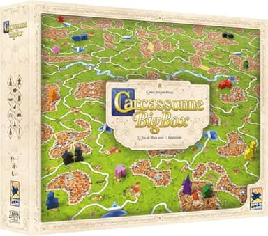 Asmodee - Big Box Carcassonne - Hans im Glück - Coffret d'initiation - Jeu de Base et 11 Extensions - Classique Jeu de société Jeu Famille dès 7 Ans - Français