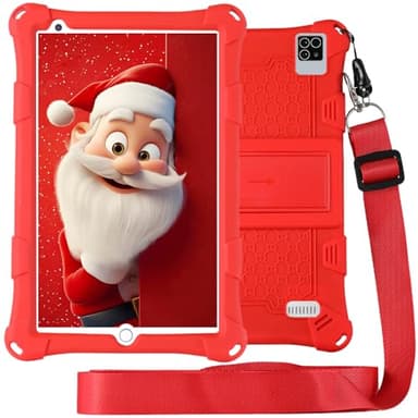niuniutab Tablette Enfants, 8 Pouces, Android, 6+10 RAM, 128 Go ROM (Carte TF 256 Go), certifiée Google, Logiciel Enfant préinstallé, Wi-FI, étui Antichoc, Cadeau pour Enfants (Rouge)