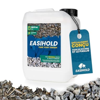 EASIHOLD Rocks - Liant à Gravier XL 5L pour Coller des Pierres, des écorces et du Gravier sur Les Bordures, Les patios et Les allées de Jardin. Dure jusqu'à 3 Ans, Non Toxique, prêt à l'emploi.