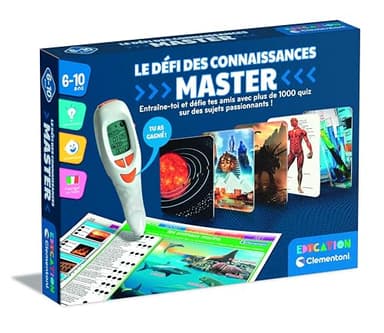 Clementoni | Le Défi des Connaissances Master | Enfants 6–10 Ans | Jeu éducatif | Quiz Éducatif avec Stylo Parlant | 1000+ Questions | 4 Modes | Activité Interactive Solo Ou 2 Joueurs | Culture