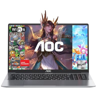 AOC 16,1 Pouces FHD Ordinateur Portable Gaming avec Ryzen 7 5700U (8C/16T, 4,3GHz Battu par I7-11800H) 16Go RAM DDR4*2 512Go M.2 SSD PC Portable Gamer, Boîtier en Métal et Clavier Rétroéclairé,WiFi 6