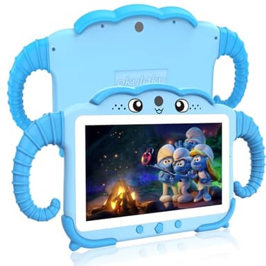 Tablette pour Enfant 7 Pouces Android Tablette Enfants avec WiFi Bluetooth ContrôLe Parental Logiciel Enfant Pré-Installé Quad Core 32Go ROM Tablette Tactile Educative Youtube Google Play (Bleu)