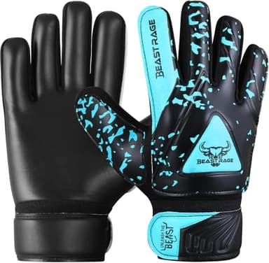 BEAST RAGE Gants de Gardien de But pour Enfants,Gants de Gardien de But pour Enfants avec Double Support de Poignet (Aqua, Size 5 Suitable for 9 to 12 Years Old)