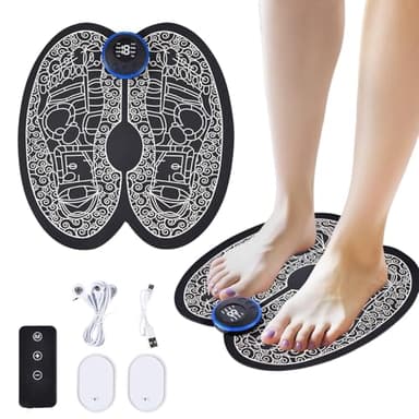 Massage des Pieds, Masseur de Pieds électrique, avec 8 Modes et 19 Intensités, EMS Masseur Plantaire Pliable et Portable, pour la Circulation Sanguine et le Soulagement des Douleurs Musculaires
