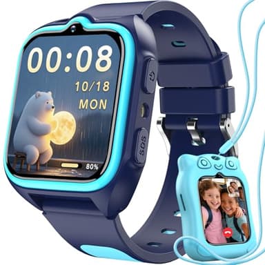 Blackview Montre Connectée Enfant 4G, avec Appels Vidéo, HD Caméra, Montre GPS Enfant, SOS, Jeux, Calculatrice, Réveil, Musique, Calculatrice, Lampe Torche, Cadeaux pour Garçons et Filles