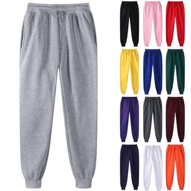 Pantalon de Jogging Femme Sweatpants Taille Élastiqué avec Poches Pantalons de Survêtement Mode Sport Uni Sarouel Jogging Pantalon Workout Training Chaud Pants Automne Hiver 2025 Gris XXL