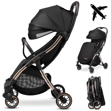 LIONELO Julie One Poussette canne legere Ultra compacte Pliable en un seul geste (0-22 kg), sac de transport, repose-pieds dossier, réglable jusqu'à, moustiquaire
