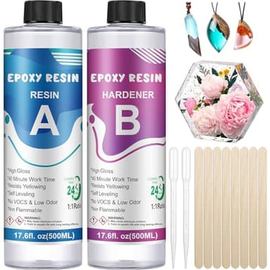 OFCIIN Résine Epoxy Transparente 2 parties 1000 ml, 1: 1 Ratio Revêtement cristalline, Kit pour les Débutant Pour Bois, Artisanat, Moulage, Fabrication Bijoux