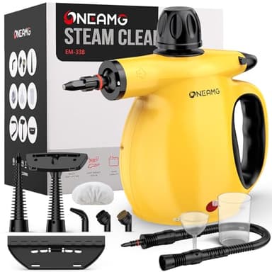 OneAmg Nettoyeur Vapeur Avec Verrouillage de Sécurité, 10 Accessoires&450ML, 1050W&105°C, Chauffage Rapide en 3-5 Min. Nettoyeur Vapeur Portable Polyvalent Adapté aux Voitures, Meubles, Sols, Cuisines