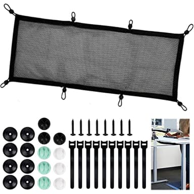 Filet de gestion des câbles sous le bureau pour bureau assis-debout, gestionnaire de câbles en maille, filet de rangement flexible sous le bureau, filet de rangement de cordon de grande capacité,